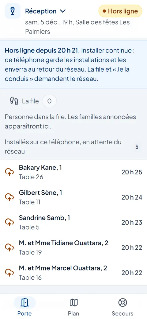 La Porte hors ligne depuis 20 h 21, 5 installations gardées sur le téléphone